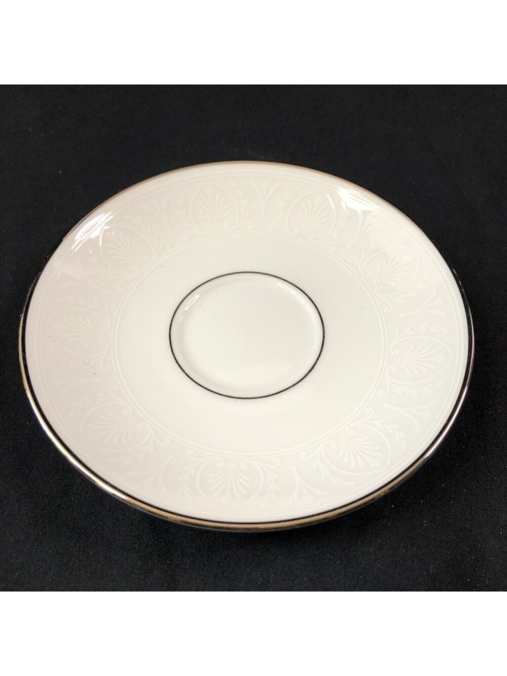 Lenox Hannah Platinum Saucer White Fine Bone China Scroll Design Dishwasher Safe